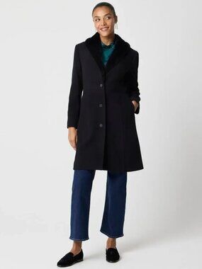 J.Crew Factory Lady Day Coat Wool Blend Black 6 NWT